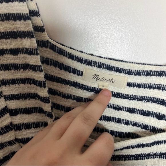 Madewell Isley Navy Blue Stripe Butterfly Knit Blouse Size Small - Picture 4 of 6